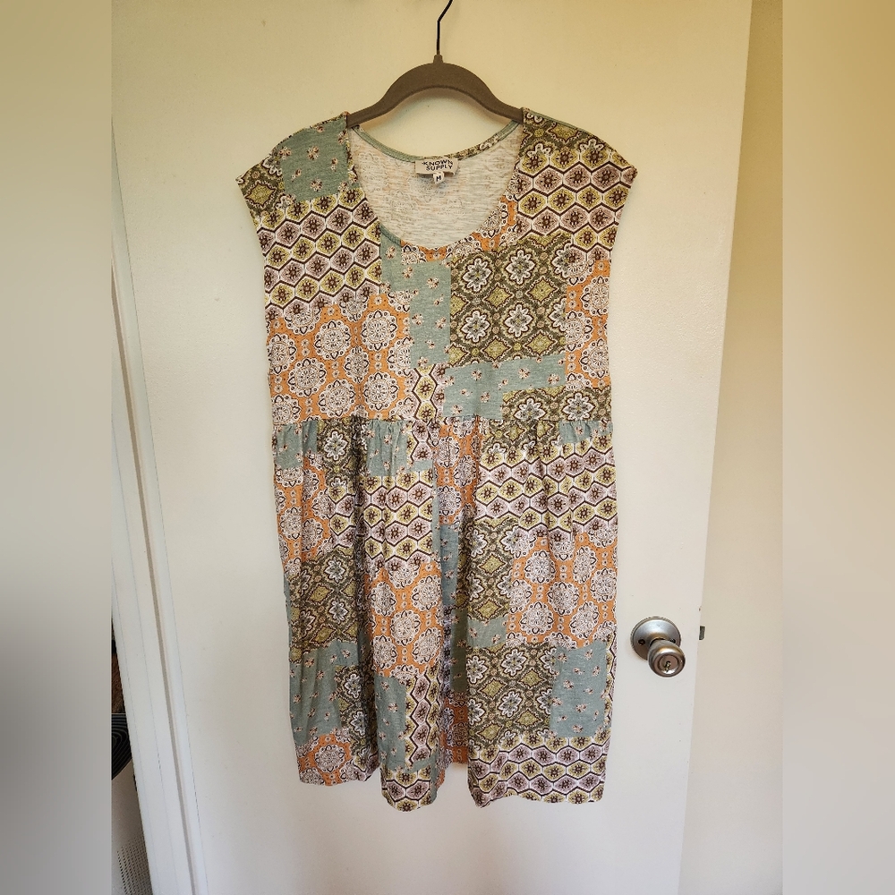 Known Supply Misty Dress Patchwork Size M